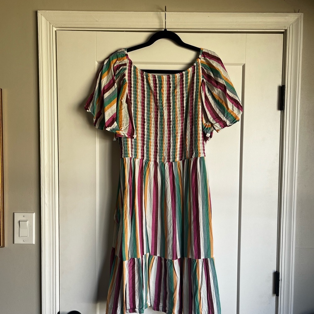 Multicolor Striped Tiered Dress - Picture 4 of 5